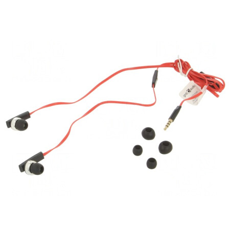 Căști In-Ear cu Microfon Jack 3.5mm Negru/Roșu 1.2m | Electronic-mag.ro | Componente Electronice