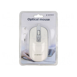 Mouse optic alb-argintiu USB A 1,35m 4 butoane | Electronic-mag.ro | Componente Electronice