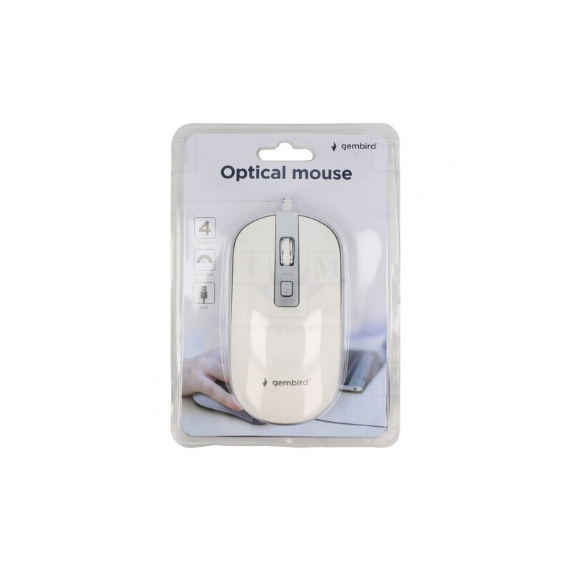 Mouse optic alb-argintiu USB A 1,35m 4 butoane | Electronic-mag.ro | Componente Electronice