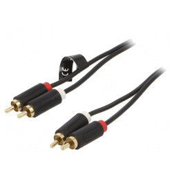 Cablu RCA 2m Aurit Negru x2 | Electronic-mag.ro | Componente Electronice