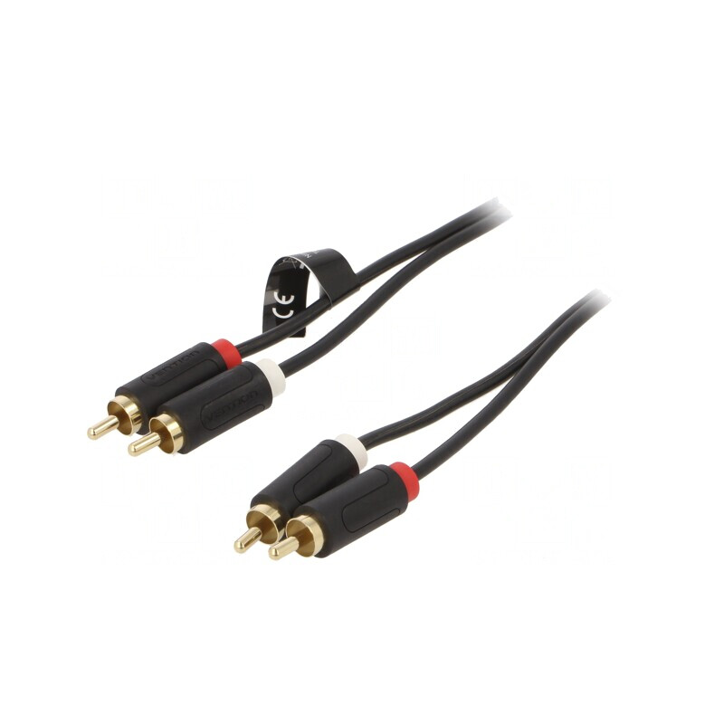 Cablu RCA 2m Aurit Negru x2 | Electronic-mag.ro | Componente Electronice