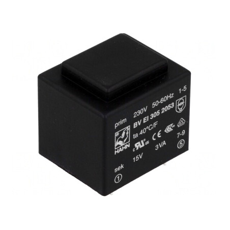 Transformator Încapsulat 15V 200mA PCB 3VA 230VAC | Electronic-mag.ro | Componente Electronice