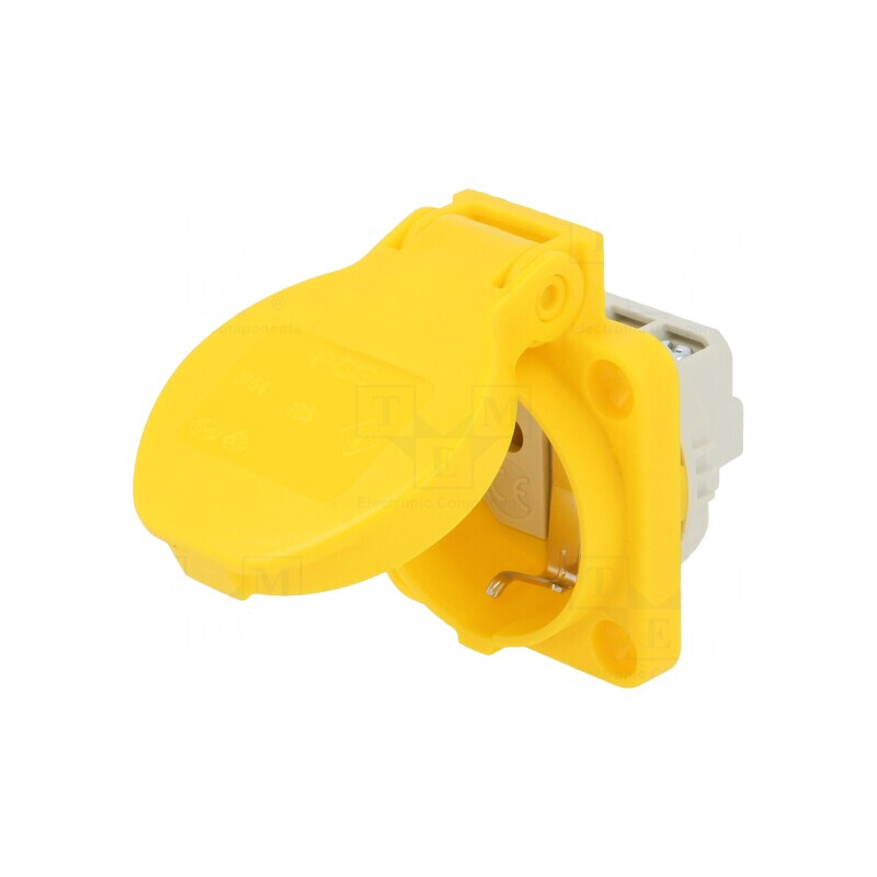 Conector Alimentare AC 2P+PE 250V 16A Galben | Electronic-mag.ro | Componente Electronice