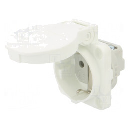 Conector alimentare AC 2P PE 250V 16A alb | Electronic-mag.ro | Componente Electronice