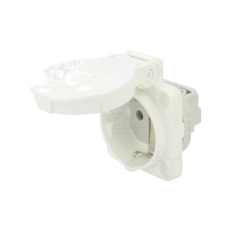 Conector alimentare AC 2P PE 250V 16A alb | Electronic-mag.ro | Componente Electronice