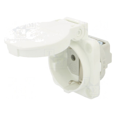 Conector alimentare AC 2P PE 250V 16A alb | Electronic-mag.ro | Componente Electronice