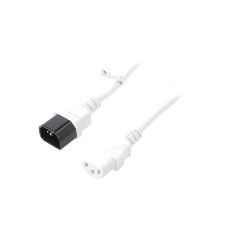 Cablu Prelungitor IEC C13 la IEC C14 1m Alb | Electronic-mag.ro | Componente Electronice