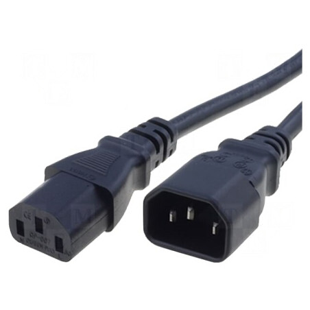 Cablu Alimentare IEC C13 mamă - IEC C14 tată 1m negru 10A 250V | Electronic-mag.ro | Componente Electronice