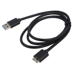 Cablu USB 3.0/3.1 USB A la USB B Micro 1m Negru | Electronic-mag.ro | Componente Electronice