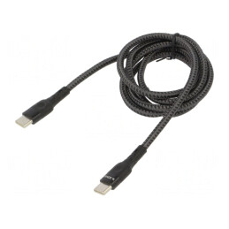 Cablu USB 2.0 1m negru Power Delivery (PD) 480Mbps textilă | Electronic-mag.ro | Componente Electronice