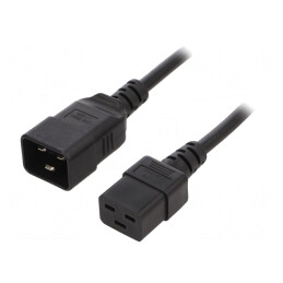 Cablu IEC C19 mamă - IEC C20 tată 0,5m Negru 16A | Electronic-mag.ro | Componente Electronice