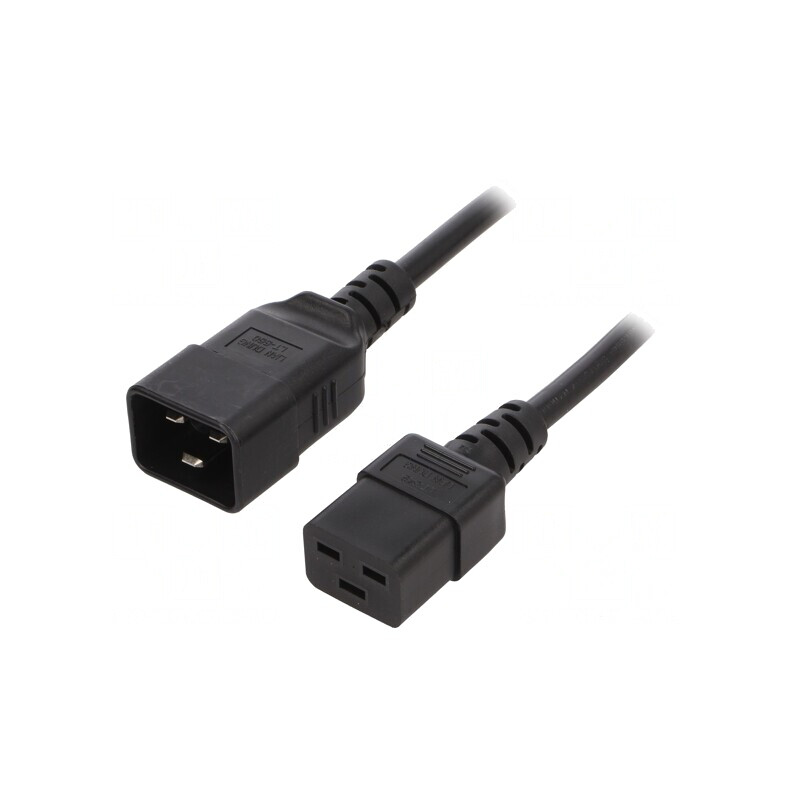 Cablu IEC C19 mamă - IEC C20 tată 0,5m Negru 16A | Electronic-mag.ro | Componente Electronice