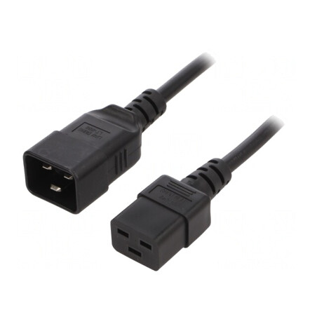 Cablu IEC C19 mamă - IEC C20 tată 0,5m Negru 16A | Electronic-mag.ro | Componente Electronice