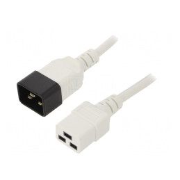 Cablu Alb 3x1,5mm² IEC C19 Mamă la IEC C20 Tată 0,5m 16A | Electronic-mag.ro | Componente Electronice