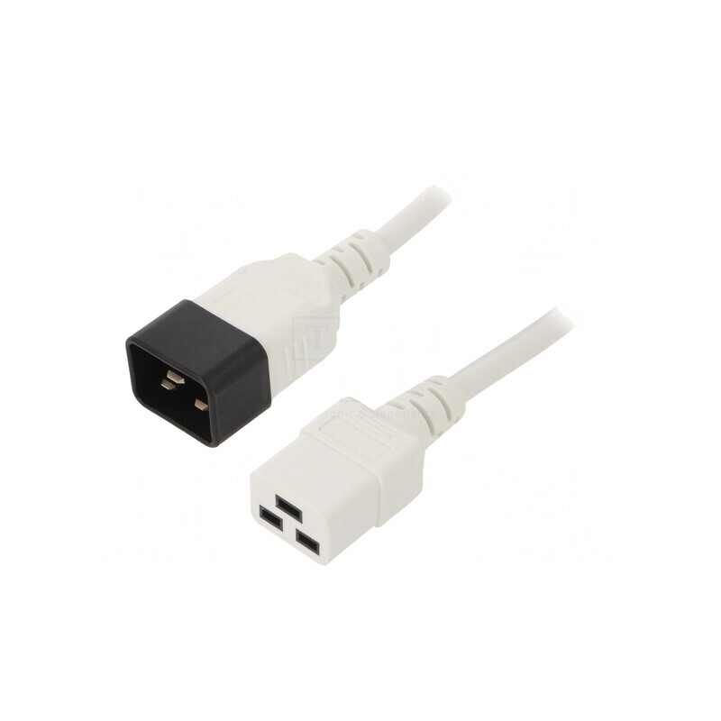 Cablu Alb 3x1,5mm² IEC C19 Mamă la IEC C20 Tată 0,5m 16A | Electronic-mag.ro | Componente Electronice Cablu Alb 3x1,5mm² IEC C19 Mamă la IEC C20 Tată 0,5m 16A | Electronic-mag.ro | Componente Electronice