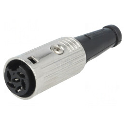 Mufă DIN 6 pini mamă 240° drept pe cablu 34V | Electronic-mag.ro | Componente Electronice