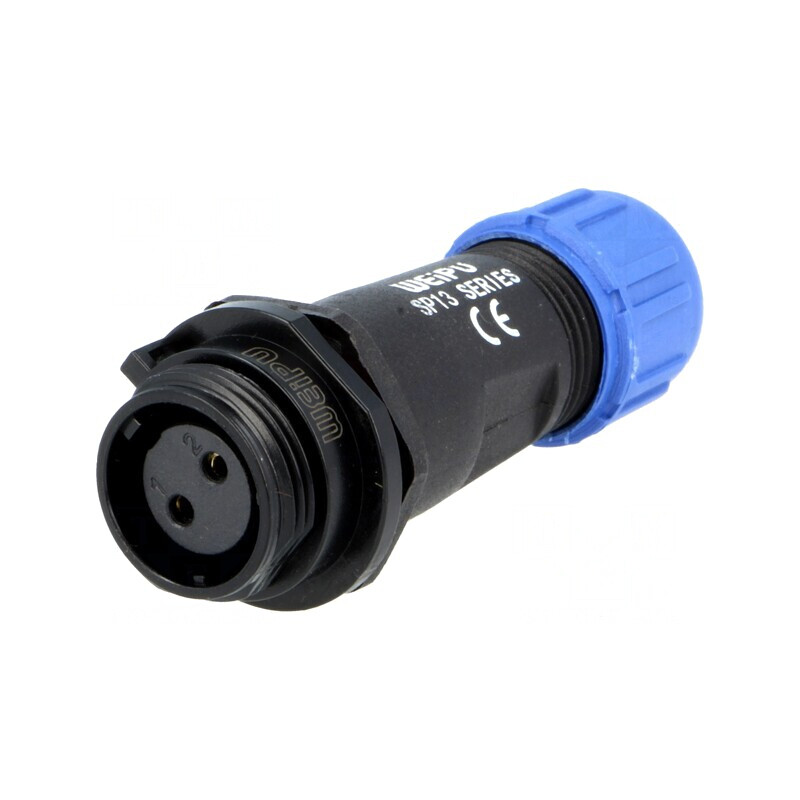 Mufă SP13 Mamă 2 PIN IP68 13A 250V | Electronic-mag.ro | Componente Electronice