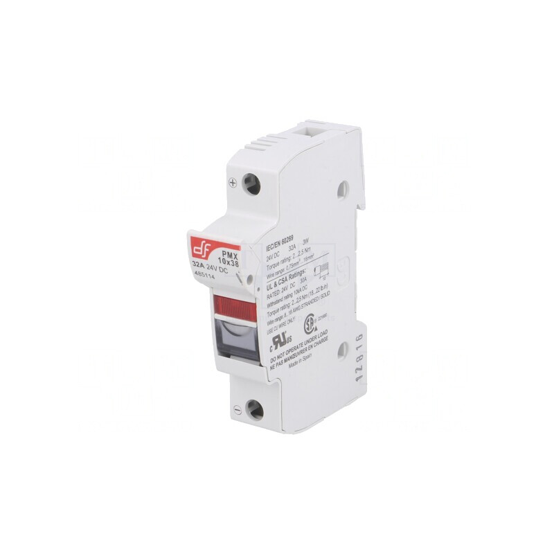 Clemă siguranţe cilindrice 10,3x38mm 32A pentru şină DIN | Electronic-mag.ro | Componente Electronice
