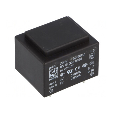 Transformator Încapsulat PCB 1.9VA 230V 9V 105mA | Electronic-mag.ro | Componente Electronice