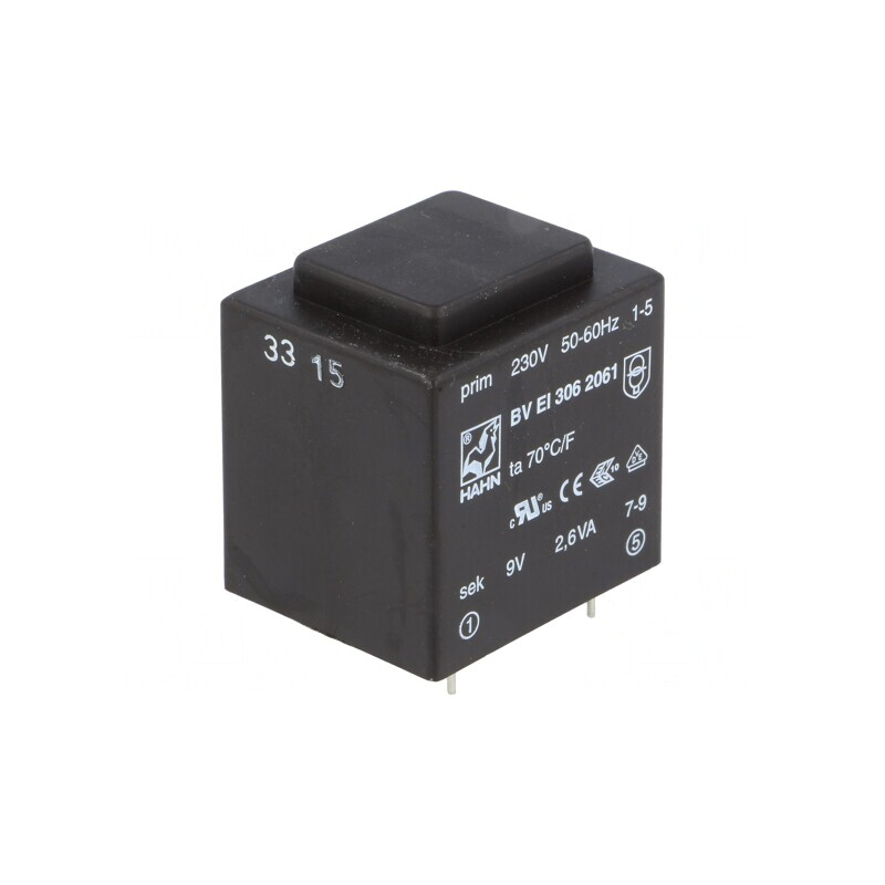 Transformator încapsulat 2,6VA 230VAC 9V PCB BVEI | Electronic-mag.ro | Componente Electronice