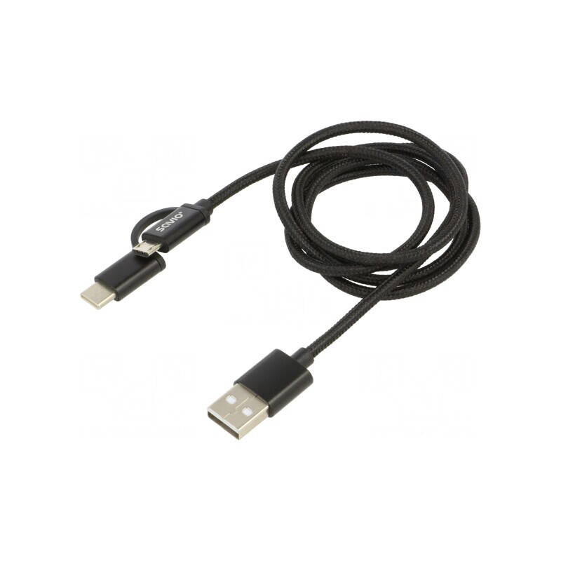 Cablu USB 2.0 1m 2,1A USB A la USB B micro și USB C | Electronic-mag.ro | Componente Electronice