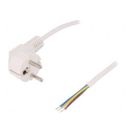 Cablu Alimentare 1,5m Alb 10A CEE 7/7 Ștecăr Unghi | Electronic-mag.ro | Componente Electronice