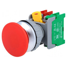 Comutator acţionat prin apăsare 30mm cu poziţie stabilă și contacte NC NO | Electronic-mag.ro | Componente Electronice