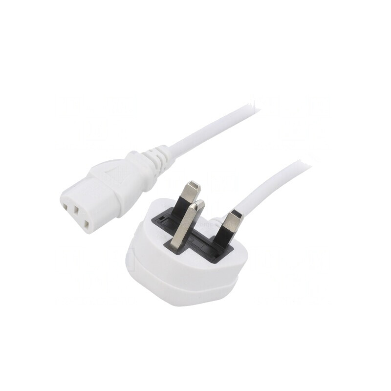 Cablu Alimentare 1m Alb 3x0,75mm2 BS 1363 la IEC C13 3A | Electronic-mag.ro | Componente Electronice Cablu Alimentare 1m Alb 3x0,75mm2 BS 1363 la IEC C13 3A | Electronic-mag.ro | Componente Electronice