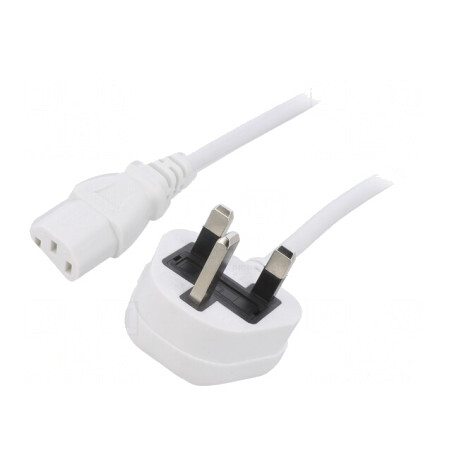 Cablu Alimentare 1m Alb 3x0,75mm2 BS 1363 la IEC C13 3A | Electronic-mag.ro | Componente Electronice