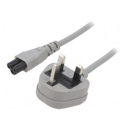 Cablu Alimentare 1m Gri 3A BS 1363 la IEC C5 | Electronic-mag.ro | Componente Electronice