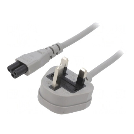Cablu Alimentare 1m Gri 3A BS 1363 la IEC C5 | Electronic-mag.ro | Componente Electronice