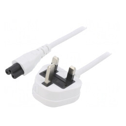 Cablu de Alimentare 1m Alb 3A 3x0,75mm2 BS 1363 la IEC C5 | Electronic-mag.ro | Componente Electronice