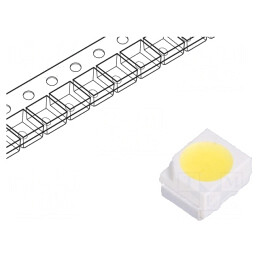 LED; SMD; 3528,PLCC2; alb rece; 1800÷3550mcd; 6500K; 120°; 20mA