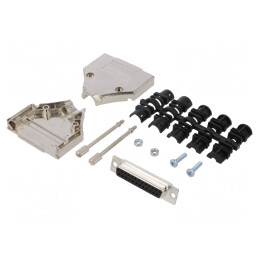 Conector D-Sub 25-Pin Femeie pentru Lipire pe Cablu Negru | Electronic-mag.ro | Componente Electronice