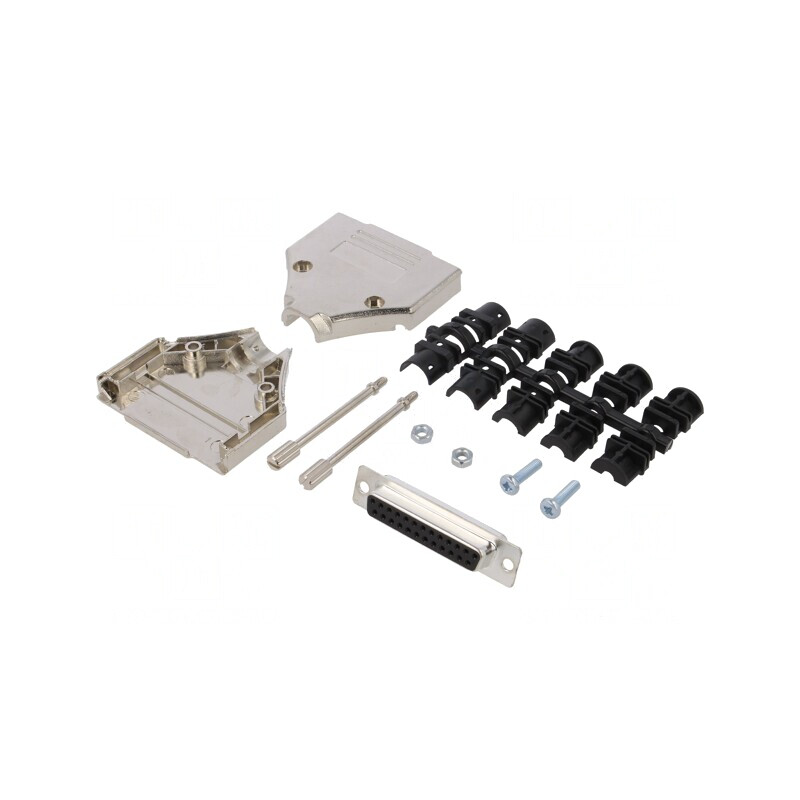 Conector D-Sub 25-Pin Femeie pentru Lipire pe Cablu Negru | Electronic-mag.ro | Componente Electronice