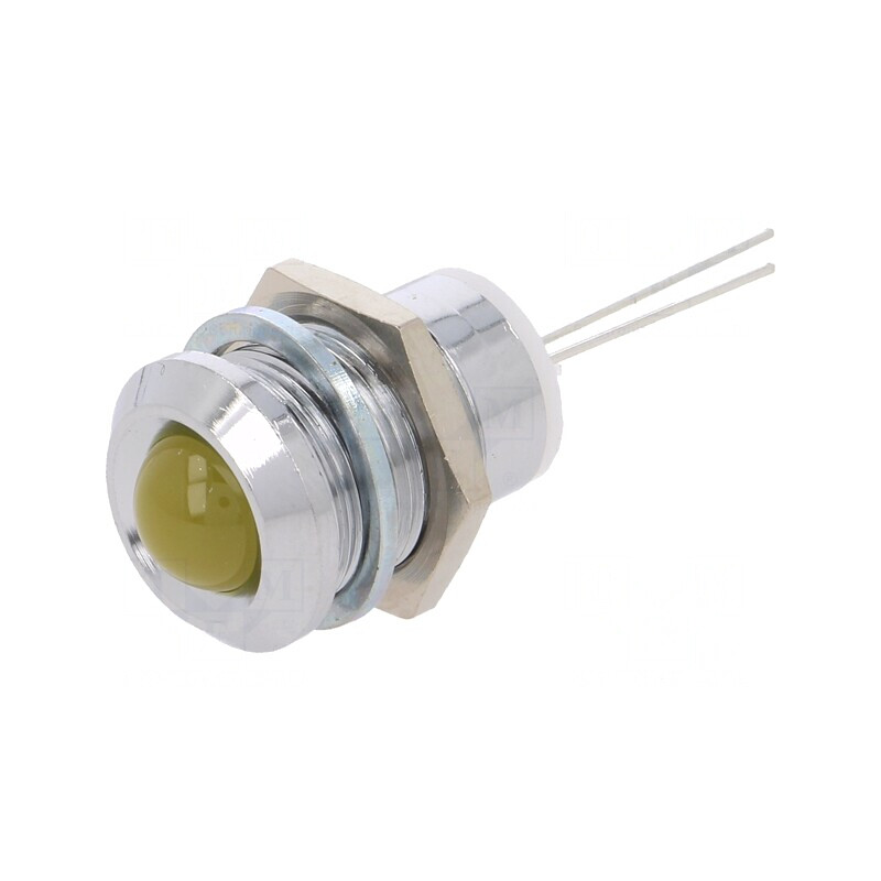 Lampă LED Convexă Galbenă Ø12mm pentru PCB Alamă | Electronic-mag.ro | Componente Electronice