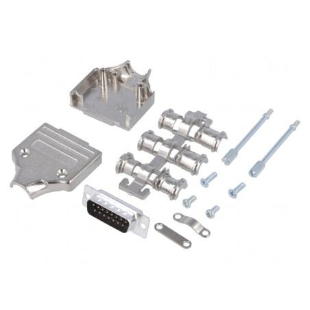 D-Sub 15 Pin Mufă Tată Lipire Pe Cablu Set Complet | Electronic-mag.ro | Componente Electronice