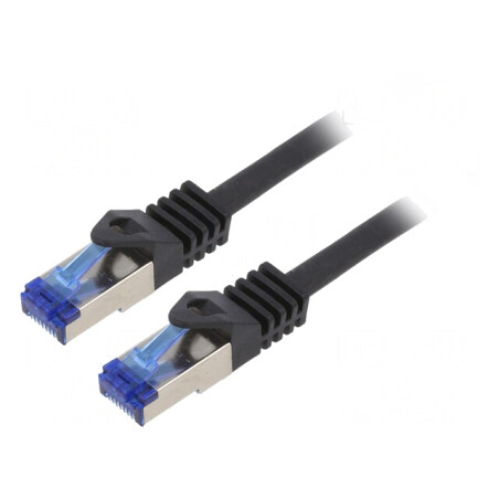 Patch cord S/FTP Cat6a Negru 2m LSZH 26AWG | Electronic-mag.ro | Componente Electronice