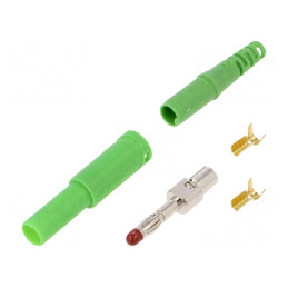 Mufă banană verde 4mm 32A 1kVDC cu izolaţie 44.7mm | Electronic-mag.ro | Componente Electronice
