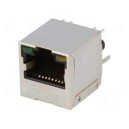 Soclu RJ45 Ecranat cu LED 8p8c THT | Electronic-mag.ro | Componente Electronice