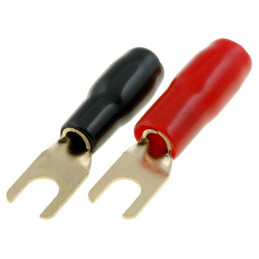 Terminal Furcă Izolat Aurit M4 10mm2 Negru Roșu | Electronic-mag.ro | Componente Electronice