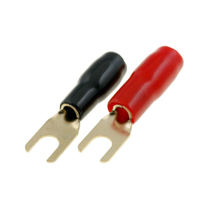 Terminal Furcă Izolat Aurit M4 10mm2 Negru Roșu | Electronic-mag.ro | Componente Electronice