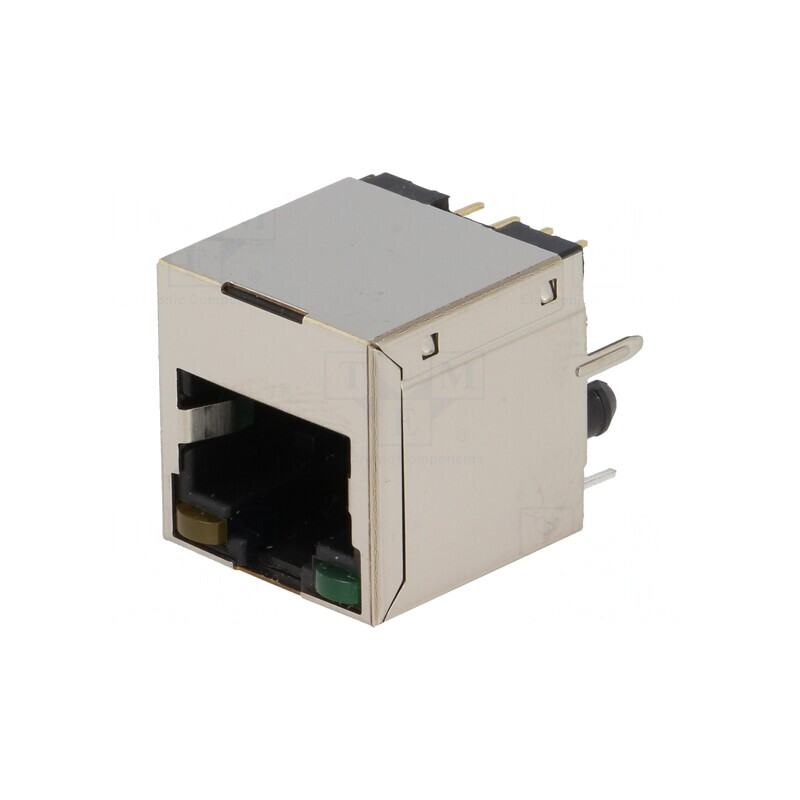 Soclu RJ45 ecranat cu LED 8p8c THT | Electronic-mag.ro | Componente Electronice