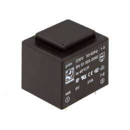 Transformator încapsulat 3VA 230V 6V 500mA PCB | Electronic-mag.ro | Componente Electronice
