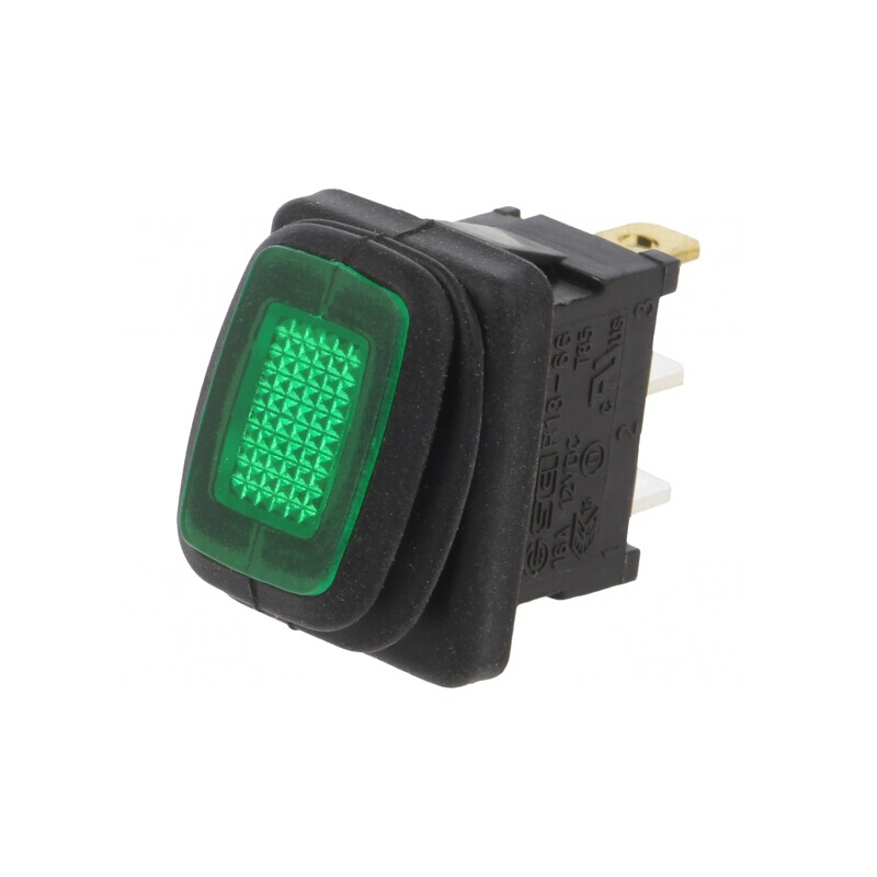Comutator Basculant Verde ON-OFF 16A 12V IP65 LED | Electronic-mag.ro | Componente Electronice