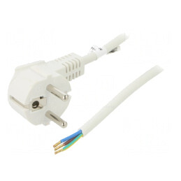 Cablu Alb 2m CEE 7/7 Ștecăr Unghi 10A | Electronic-mag.ro | Componente Electronice