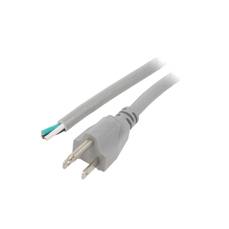Cablu Alimentare 3x16AWG NEMA 5-15 2m Gri 13A 125V | Electronic-mag.ro | Componente Electronice