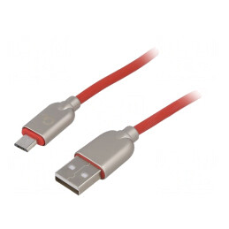 Cablu USB 2.0 A la Micro B Aurit 2m Roșu | Electronic-mag.ro | Componente Electronice
