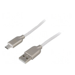 Cablu USB 2.0 A la Micro B 2m Alb Aurit | Electronic-mag.ro | Componente Electronice