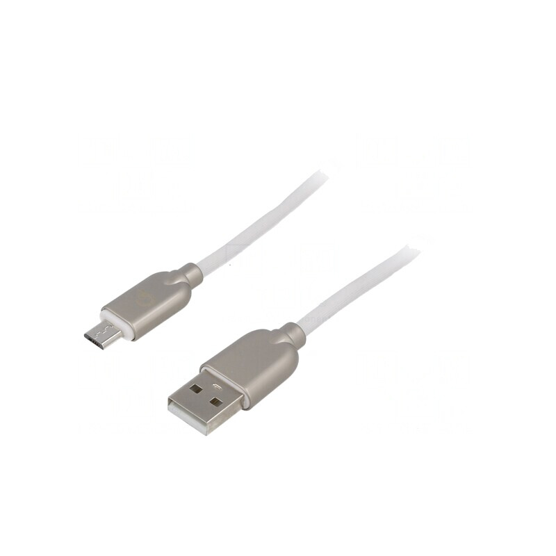 Cablu USB 2.0 A la Micro B 2m Alb Aurit | Electronic-mag.ro | Componente Electronice